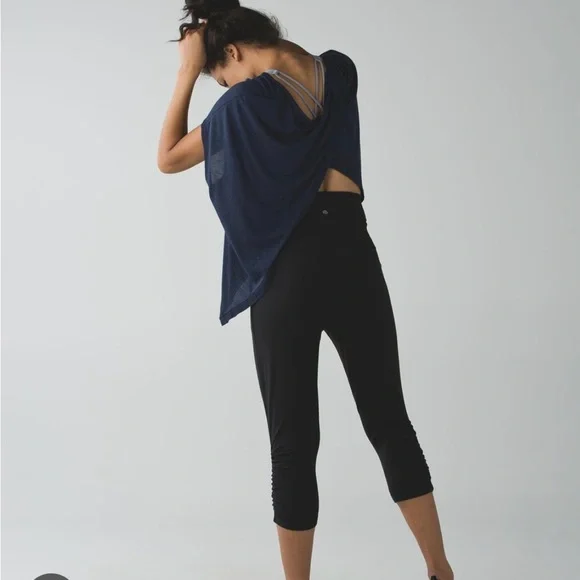 Lululemon Sun Salutation Foldover Waist Black High-Waisted Athletic Pants - Picture 5 of 10